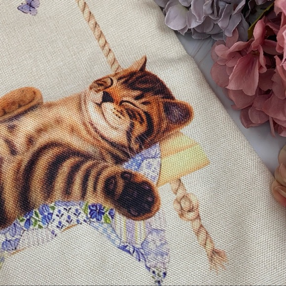 Eco-Friendly Sleeping Kitty Cat Folding Tote Bag - Picture 7 of 12